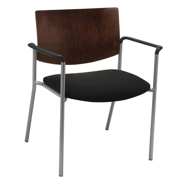 Evolve Extrawide Black Fabric & Wood-Stained Stackable Chair