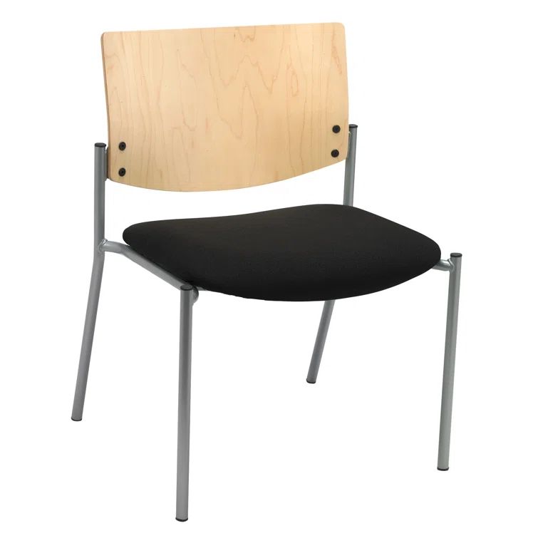 Evolve Contemporary Armless Guest Chair with Black Fabric and Metal Frame