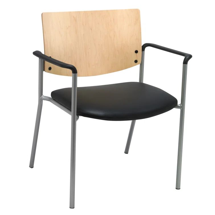 Evolve 26.75'' Stackable Guest Chair with Adjustable Arms in Black and Beige
