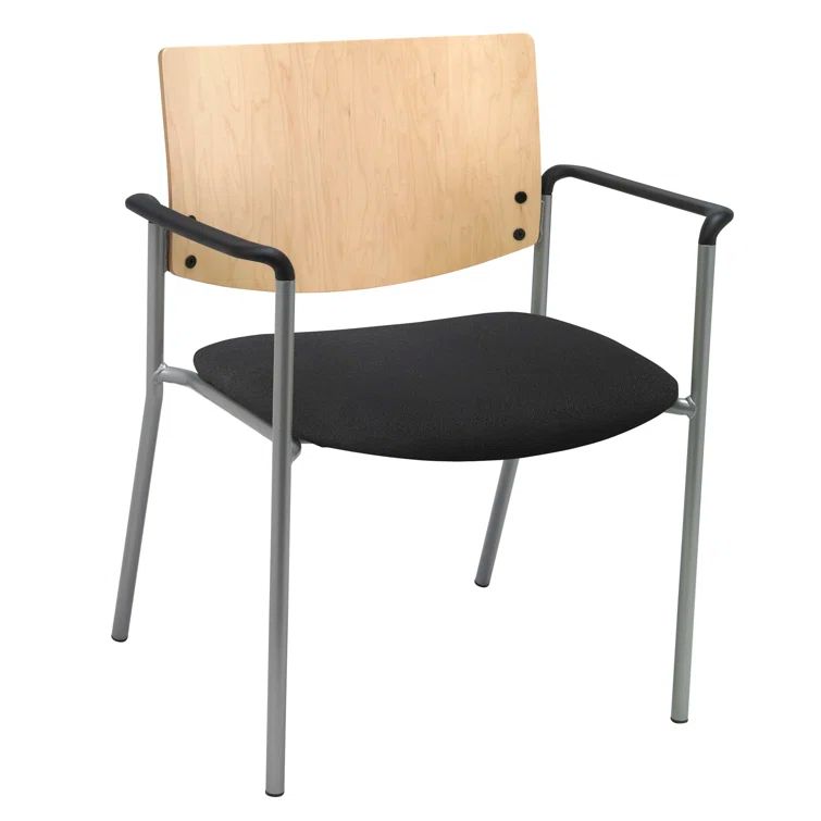 Evolve 26.75" Stackable Guest Chair with Black Fabric Seat and Natural Back