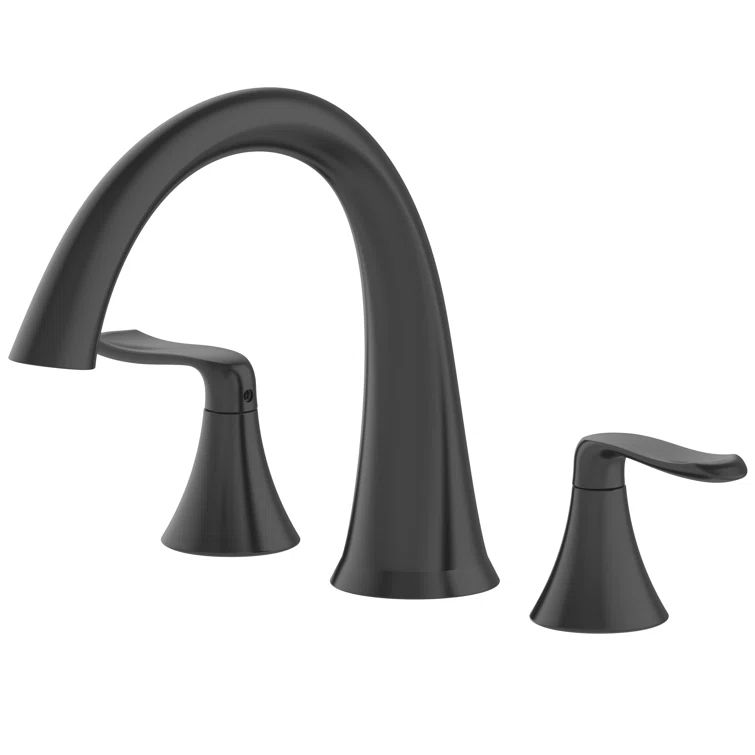 Piccolo Matte Black Double Handle Deck-Mount Roman Tub Faucet