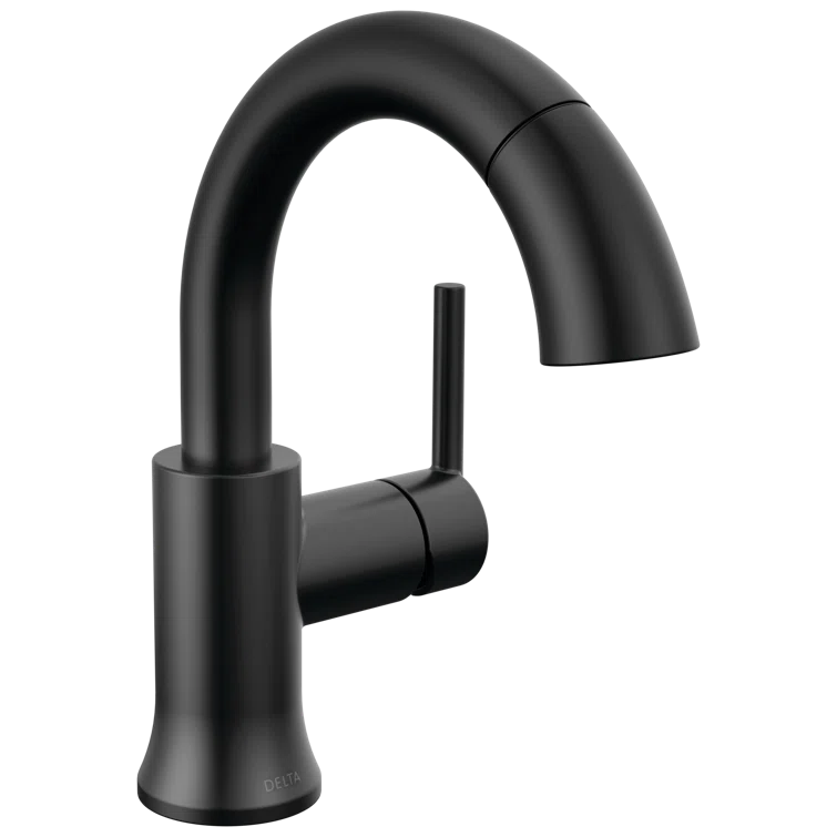 Matte Black Single Handle Pull Down Bathroom Faucet
