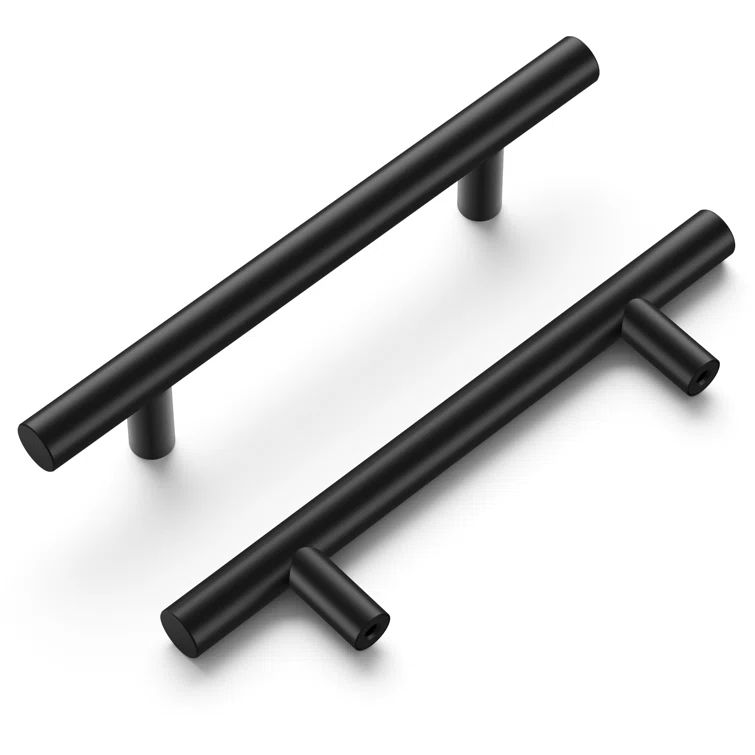 Matte Black Aluminum Bar Pulls with Mounting Hardware, 3-3/4 Inch