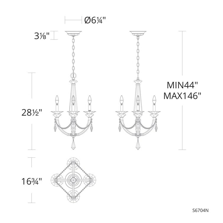 Black Mini 4-Light Crystal Chandelier with Clear Radiance