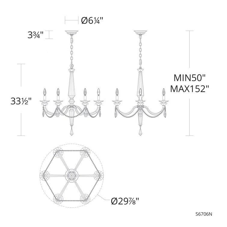 French Gold 6-Light Crystal Chandelier with Clear Radiance