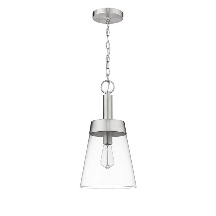 Casanel Brushed Nickel 19.75" Clear Glass Bell Pendant Light