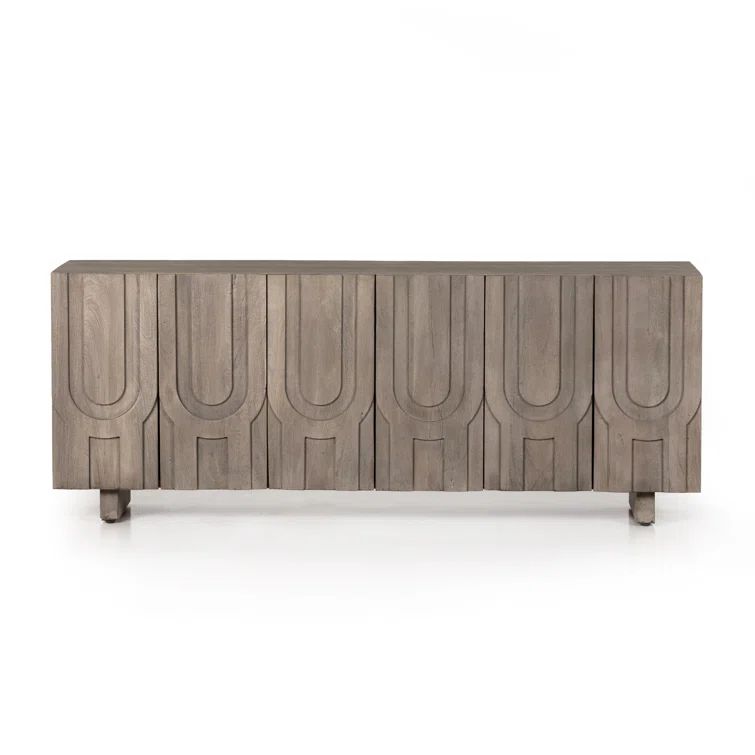 Maya Aged Grey 72" Reclaimed Wood Media Console with Cabinet