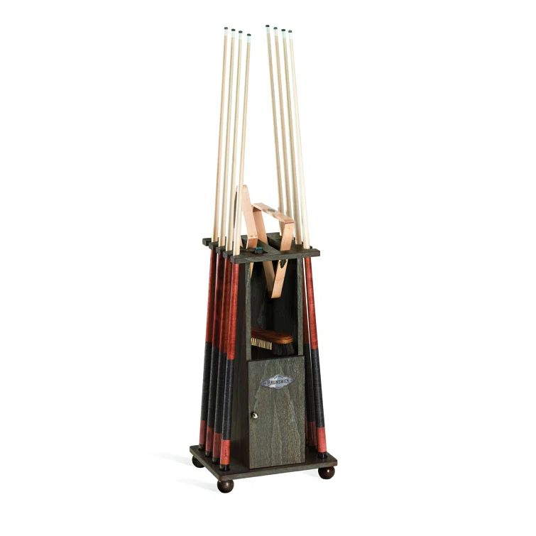 Driftwood Finish Heritage Floor Cue Rack with Storage