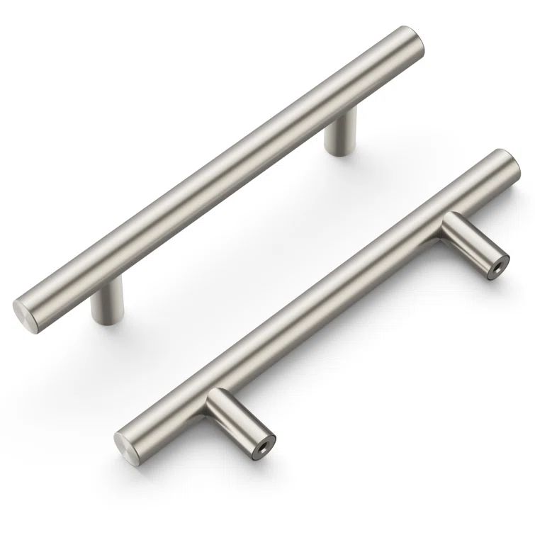 Satin Nickel Modern Bar Pulls with Mounting Hardware