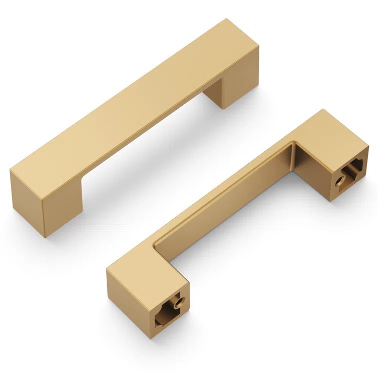 Brushed Brass Modern Bar Pulls with Mounting Hardware