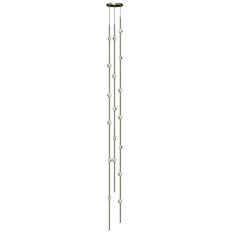 Constellation Andromeda Satin Nickel 76" LED Cluster Pendant with Crystal Accents
