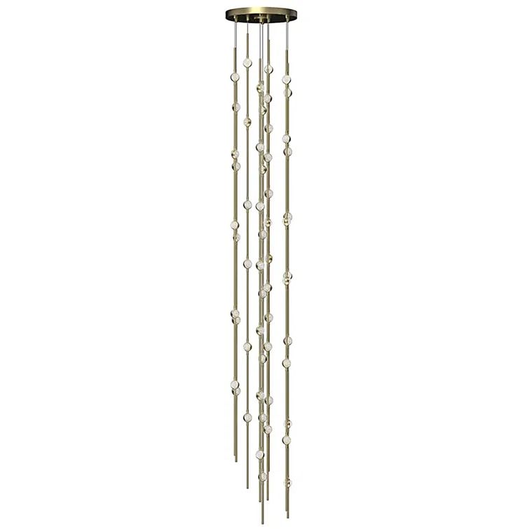 Constellation Satin Brass LED Pendant Light with Crystal Facets