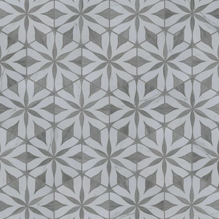 Llama Silver Smoke Matte Porcelain Hexagon Floor and Wall Tile