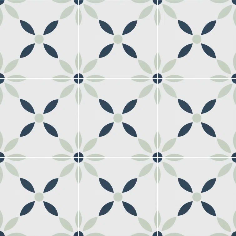 Greta 8'' x 8'' Matte Porcelain Encaustic Look Tile