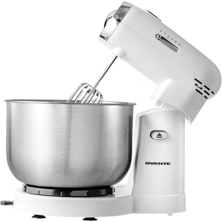 White 3.5 Quart Stainless Steel Stand Mixer with Variable Speed