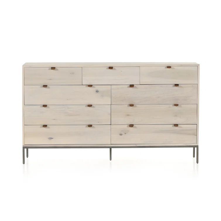 Dove Poplar and Toffee Leather 9-Drawer Dresser