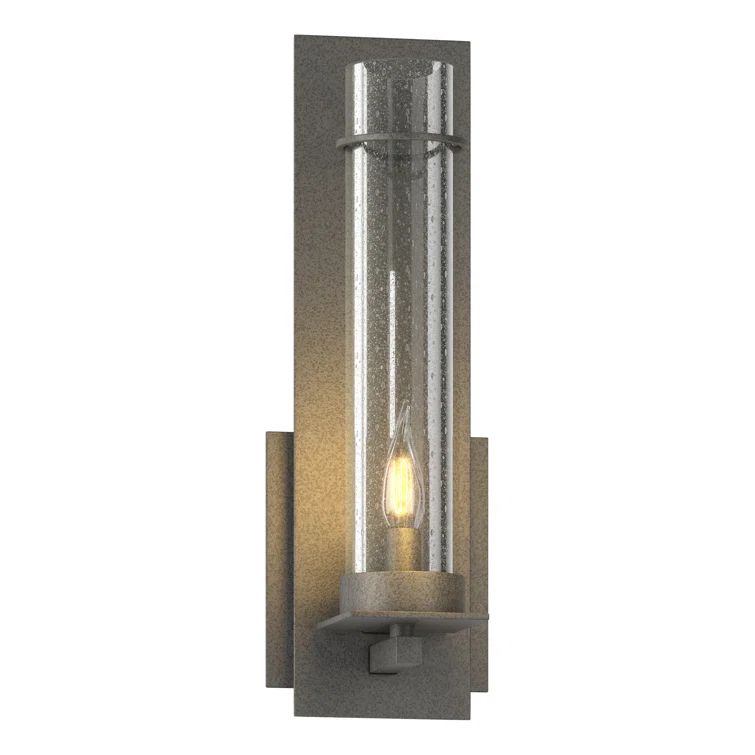 New Town Dimmable Natural Iron Vanity Sconce with Seeded Clear Glass