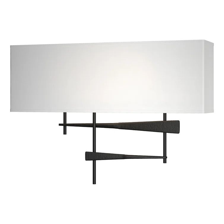 Cavaletti Black 2-Light Dimmable Wall Sconce with Natural Anna Shade