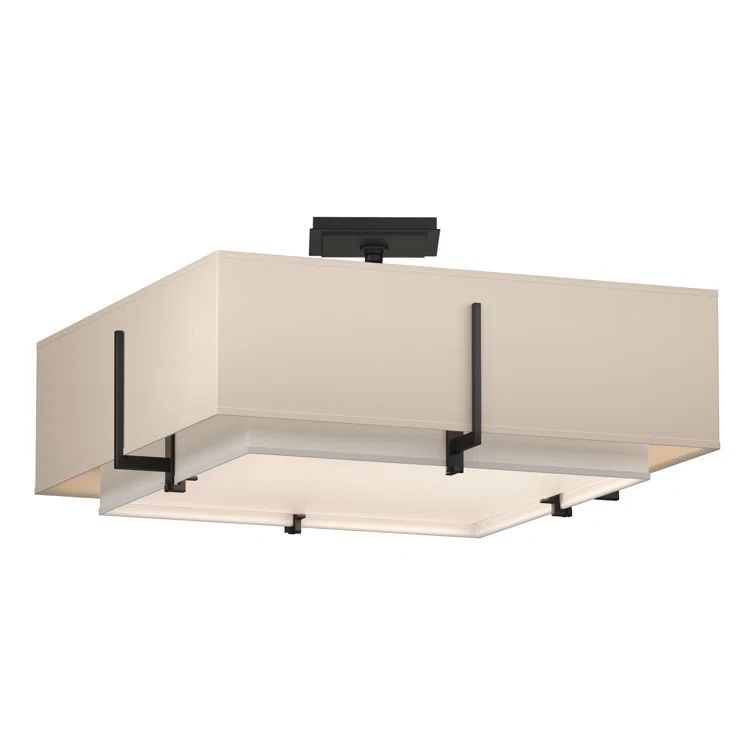 Black and Natural Anna Flax 4-Light Semi Flush Mount