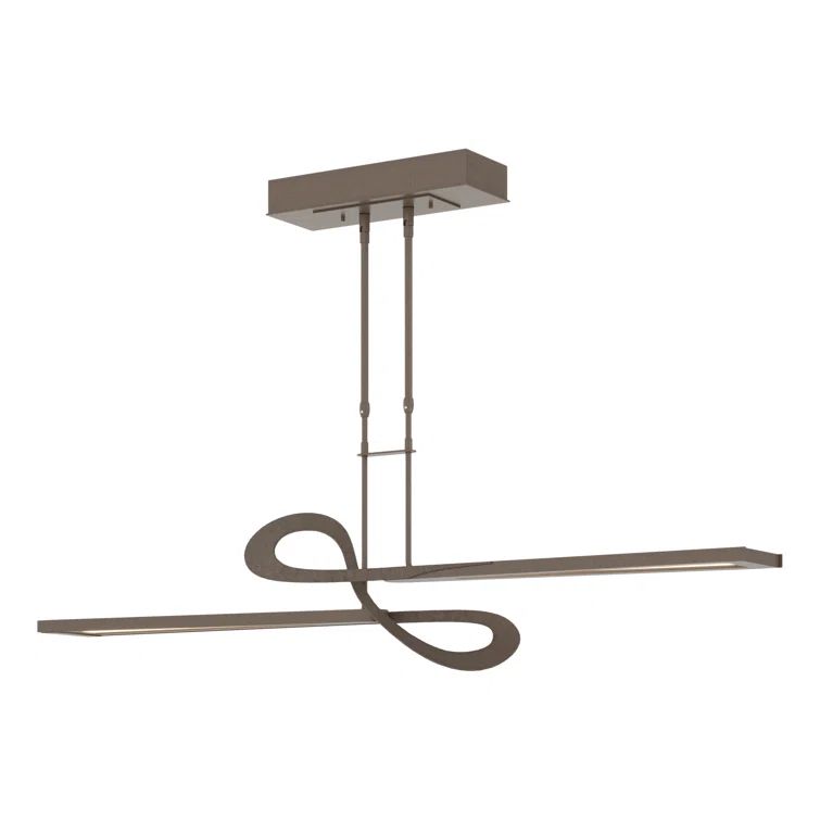 Sleek Bronze 1-Light LED Kitchen Island Pendant, Adjustable Height