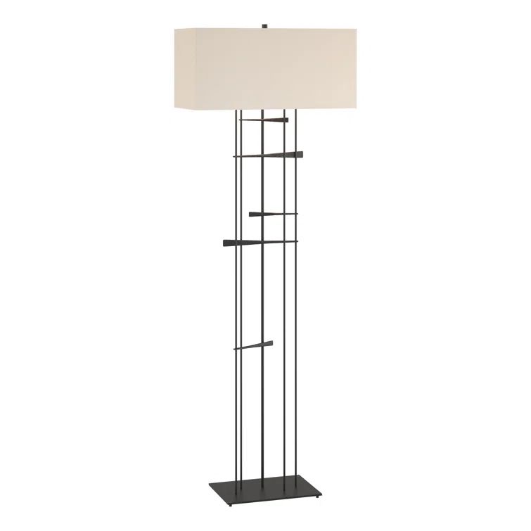 Cavaletti 65.2'' Black Steel Floor Lamp with Flax Shade