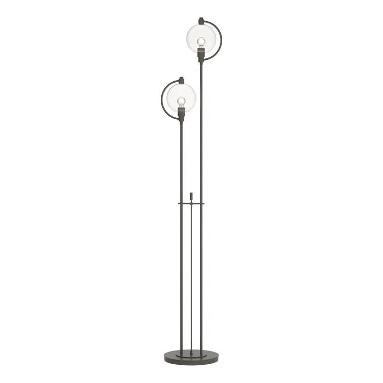Pluto 68" Dark Smoke Floor Lamp with Clear Glass Globes