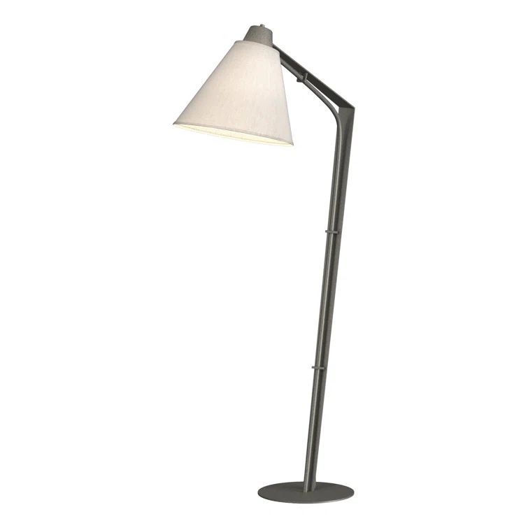 Edison Natural Iron 1-Light Floor Lamp with Flax Shade