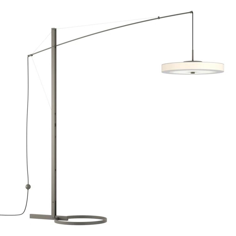 Disq Natural Iron Arc LED Floor Lamp with Spun Frost Shade