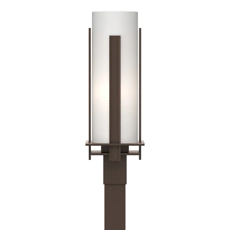 Coastal Bronze Square Aluminum Outdoor Lantern with Frosted Glass