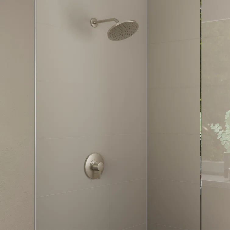 Brushed Nickel Rain Shower Set with Wall Mounted Trim
