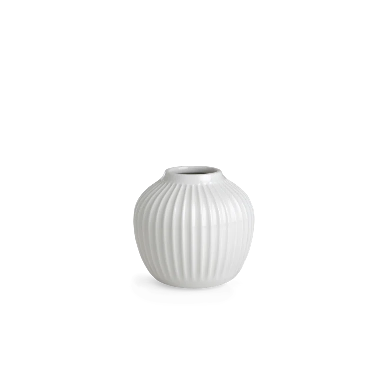 White Porcelain Grooved Round Table Vase