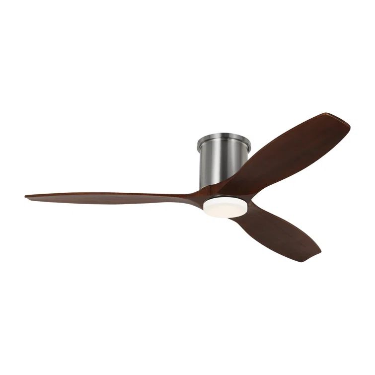 Collins 52" Brushed Steel Ceiling Fan with Dark Walnut Blades and Frosted Acrylic Light