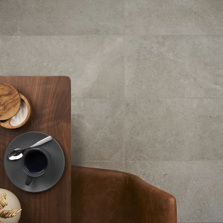 Iris 24" x 12" Matte Gray Porcelain Floor and Wall Tile