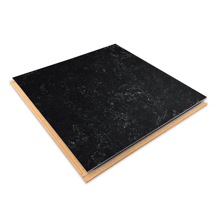 Black 12"x12" Waterproof Cork Backed Laminate Floor Tiles