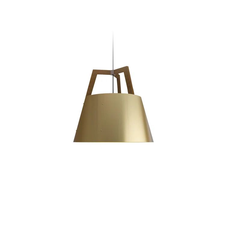 Oiled Walnut and Brushed Brass 22" LED Pendant Light