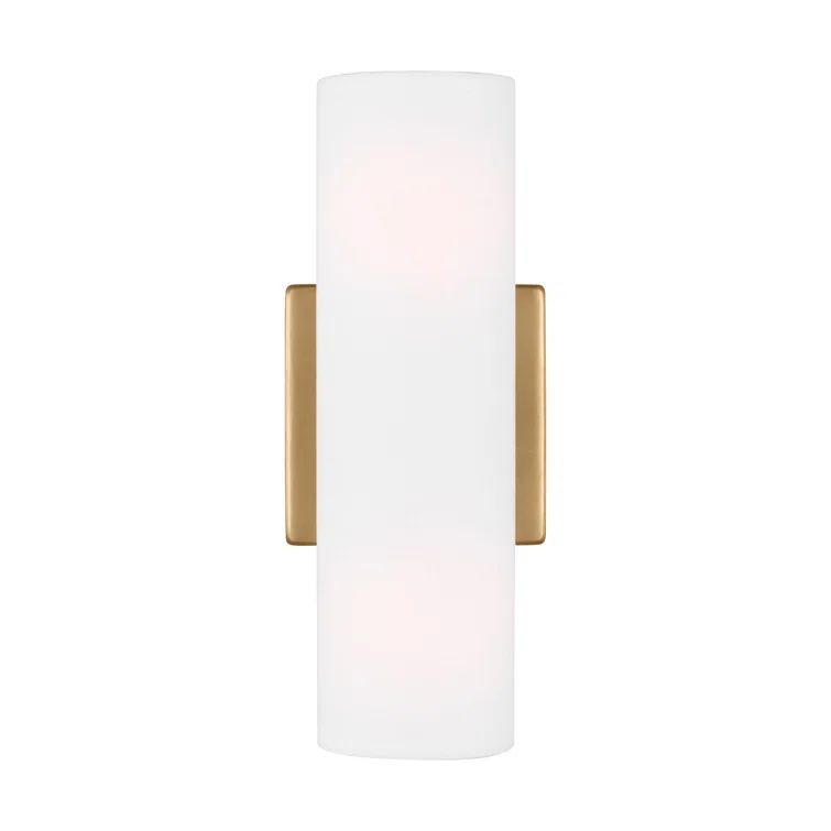 White Frosted Glass Brass Tube-Shaped Wall Sconce