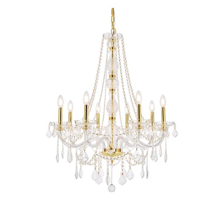 Verona Gold 8-Light Chandelier with Clear Royal Cut Crystal Trim