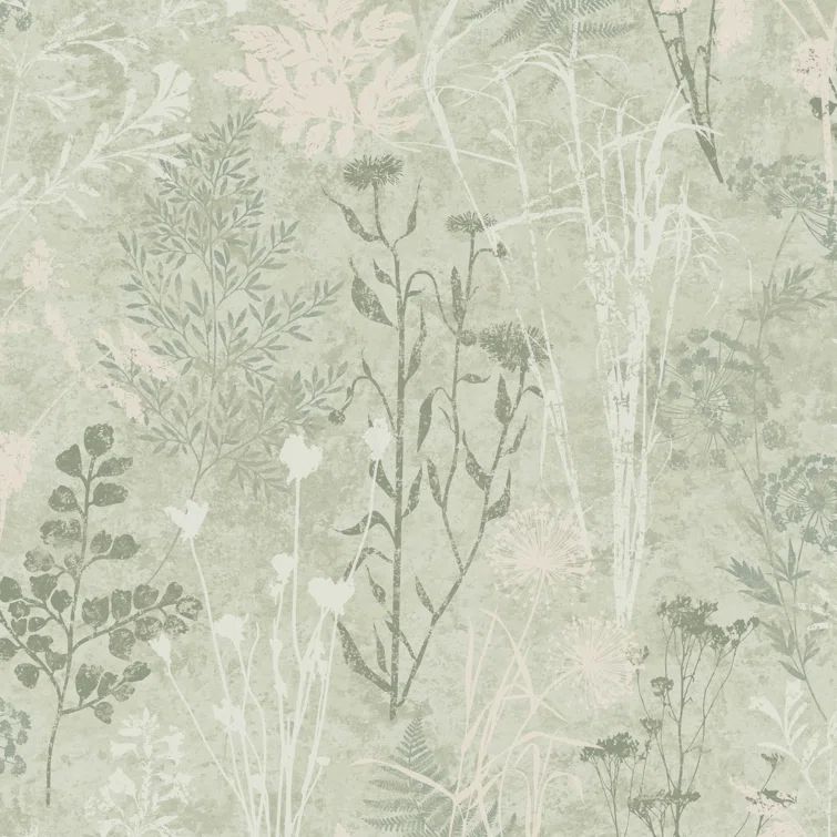 Sage Green Botanical Non-Woven Removable Wallpaper Roll