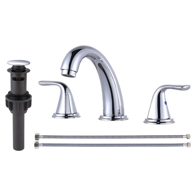 Polished Chrome 8-Inch Widespread Double Handle Bathroom Faucet