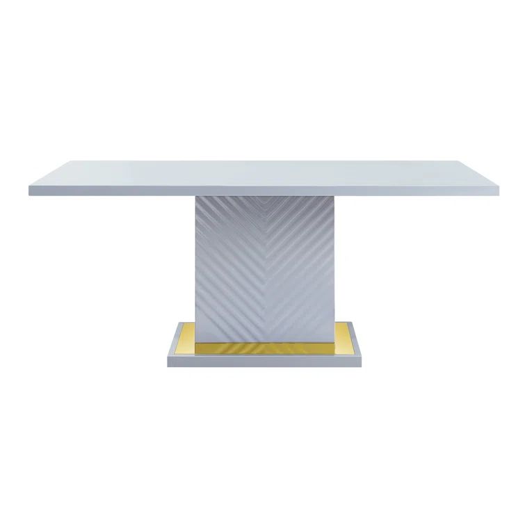 Gray High Gloss Extendable Wood Dining Table for Eight