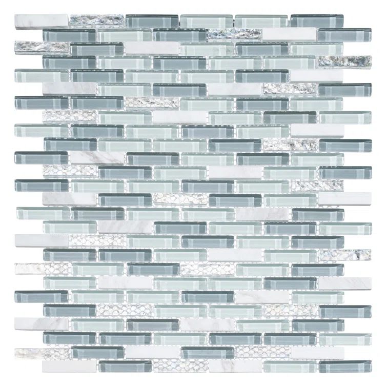Riviera Frosted Glass Brick Joint Mosaic Tile Sheet