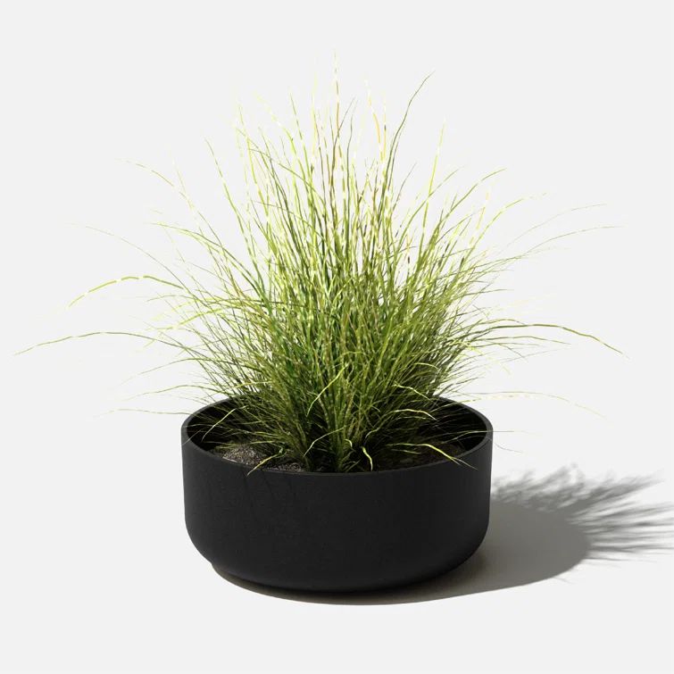 Black Round Plastic-Stone Composite Indoor/Outdoor Planter