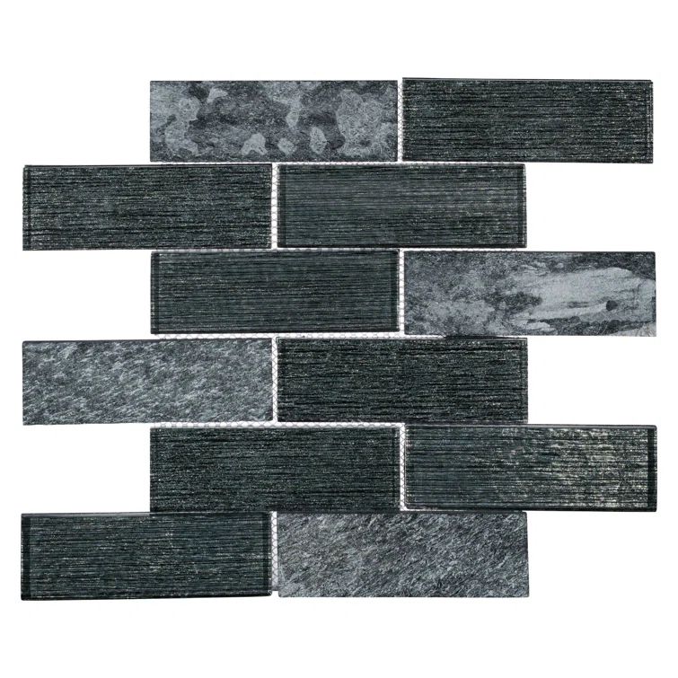 Kestrel Gray Polished Glass Mosaic Bathroom Shower Tile