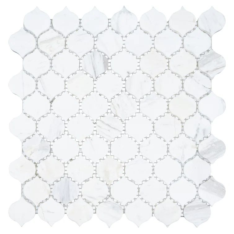 Dayberry 12" White Marble Arabesque Mosaic Tile