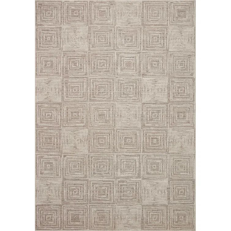 Handmade Gray Geometric Stain-Resistant Synthetic Rug 6'7" x 9'3"