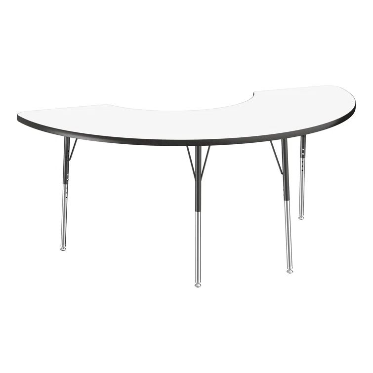 Adjustable Height Whiteboard Half Moon Activity Table with Metal Frame