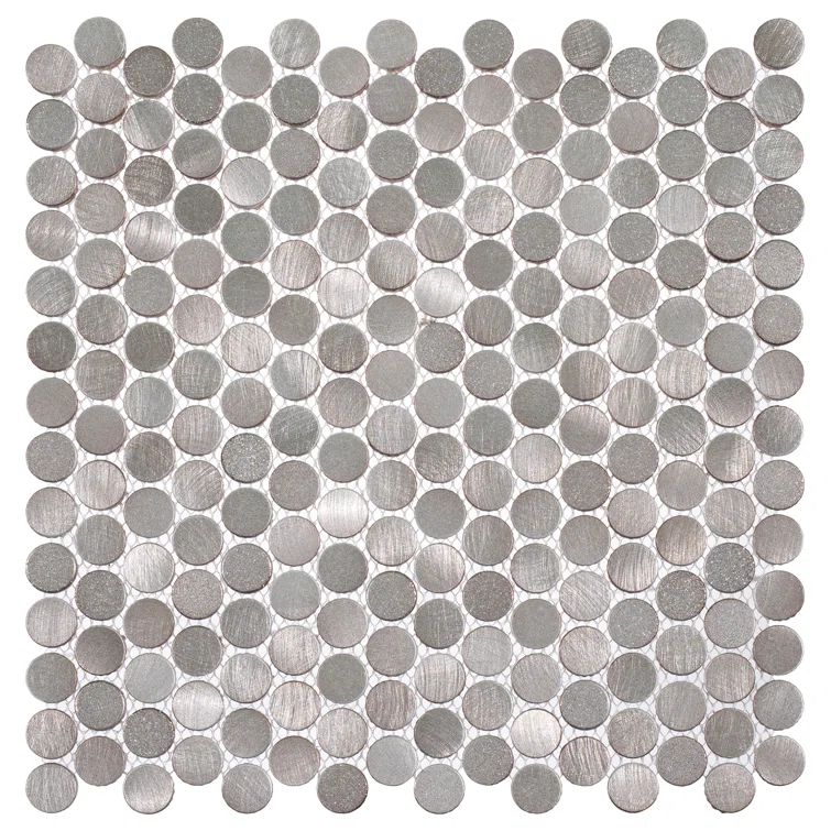 Tanne Silver and Gold Penny Round Metal Mosaic Tile Sheet