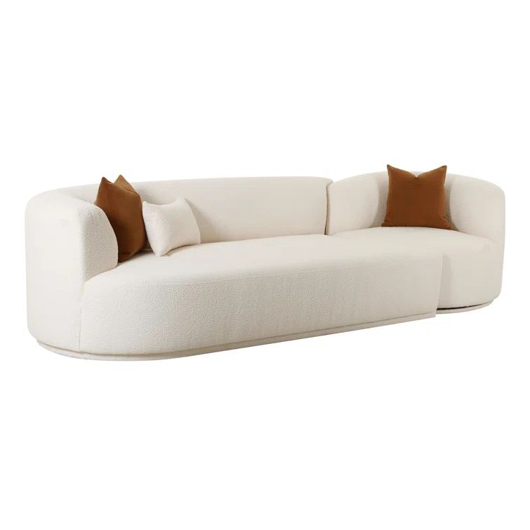 Cream Boucle Two-Piece Modular Velvet Sofa