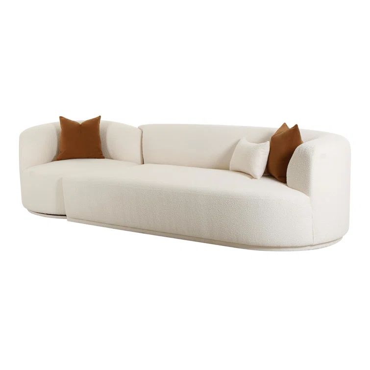 Cream Boucle Two-Piece Modular Sofa with Poplar Wood Frame