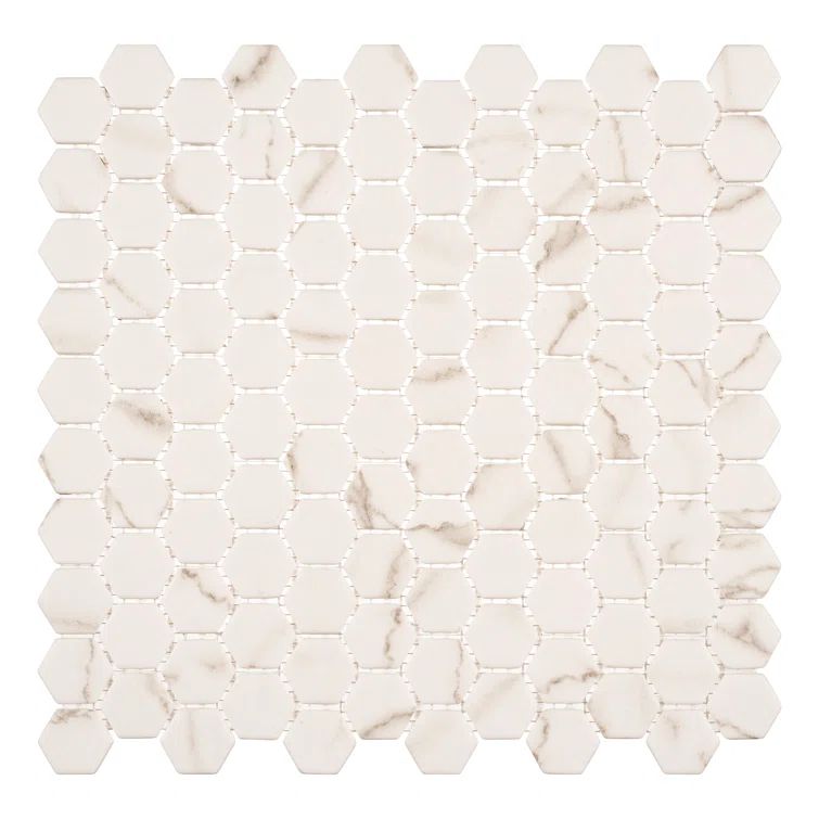 Trillion Beige Hexagon Glass Mosaic Tile for Kitchen and Bathroom